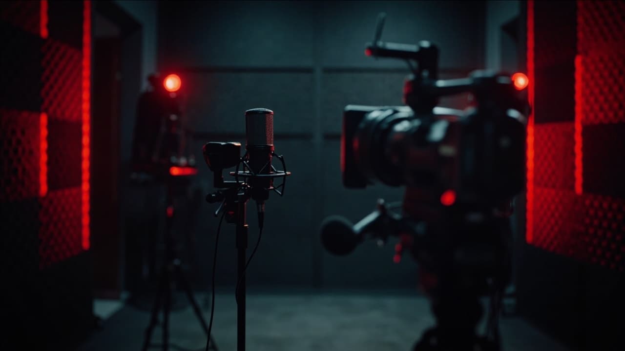 High-tech video switcher in a podcast control room